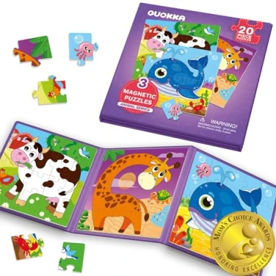 Afbeelding van QUOKKA Magnetisch spel van 2 tot 3 jaar 24 delige puzzelactiviteit in het vliegtuig voor peuters Reisspellen kinderen 5 Magneetcadeau roadtrip