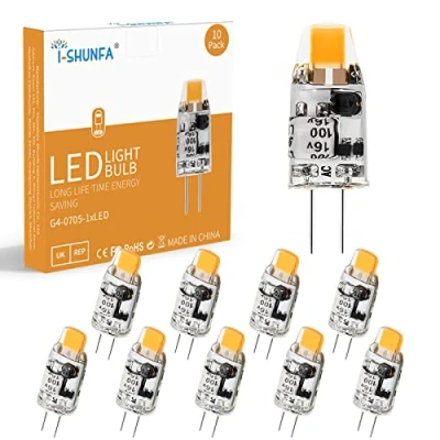 Afbeelding van ledlampen, G4, AC/DC 12 V, 100 lm, G4 warmwit, 1 W, 3000 K, geen flikkeren, vervangt 10 W halogeenlampen, 360 graden stralingshoek, dimmer, stuks