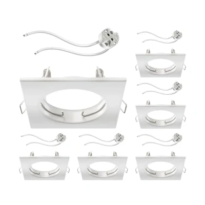 Afbeelding van ledscom.de 6 x inbouwframe voor plafond RIR mat wit vierkant (LED/halogeen/MR16/50 mm) incl. GU5.3 fitting
