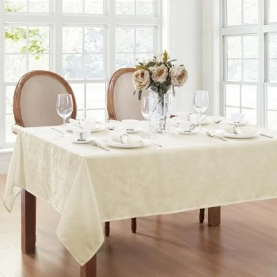 Afbeelding van Elrene Damast tafelkleed, polyester, ivoor, 152,4 x 304,8 cm