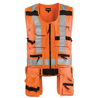 Image de Gilet porte outils haute visibilité orange fluorescent, anneau D