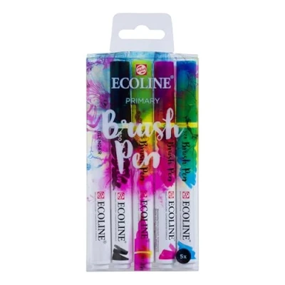 Afbeelding van Talens Ecoline Brush pen, etui met 5 stuks in de primaire kleuren tekenstift