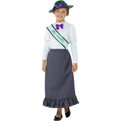 Afbeelding van Smiffys Smiffy&#039;s Victoriaans suffragette kostuum, 49697L, grijs, 10 12 jaar