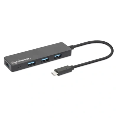 Image de Hub USB 3.2 Manhattan 4 ports C Plug and Play Noir