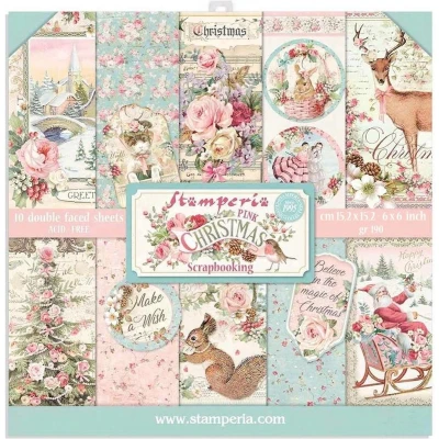 Afbeelding van Stamperia Pink Christmas 6x6 Inch Paper Pack (SBBXS07)