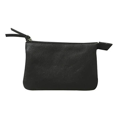 Afbeelding van Clairefontaine 410003C Klein etui met 2 vakken, 13 x 9 cm, van echt lamsleer, zwart