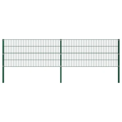 Afbeelding van Schuttingpaneel met palen 3,4x0,8 m ijzer groen