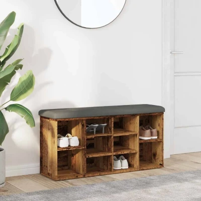 Afbeelding van vidaXL Schoenenbank 102x32x50 cm bewerkt hout oud houtkleurig