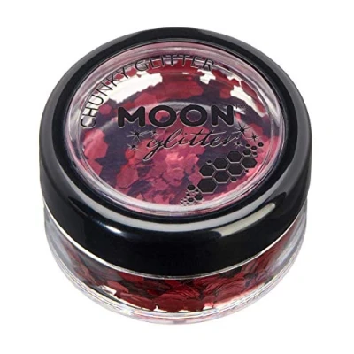 Afbeelding van Moon glitter Klassieke dikke glans 100% cosmetische voor gezicht, lichaam, nagels, haar en lippen 3g rood