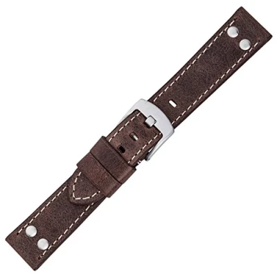 Afbeelding van Eichmüller Vintage leren horlogeband met klinknagels, Dunkelbraun, Riem