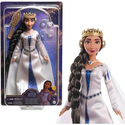 Afbeelding van Disney Wish de kracht van wensen, pop Queen Amaya in baljurk, geïnspireerd op film, speelgoed + 3 jaar (Mattel HRC11)
