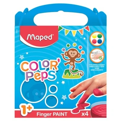 Afbeelding van Maped Vingerverf Color&#039;peps Early Age, Doos Van 4 Potjes 80 Ml In Geassorteerde Kleuren Plakkaatverf
