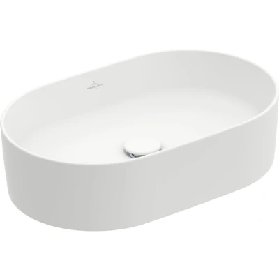 Afbeelding van Villeroy &amp; Boch Collaro opzetwastafel ovaal stone white ceramic+ (56 x