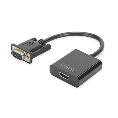 Image de DIGITUS DA 70473 Adaptateur vidéo HD 15 (VGA) mâle pour HDMI femelle cm noir support 1080p