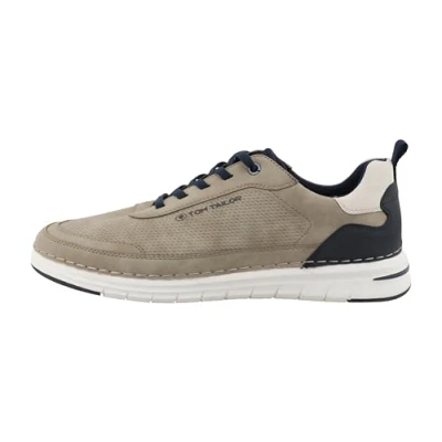 Afbeelding van TOM Tailor Sportieve veterschoenen, Heren, Maat: 42, Stone Imitatieleer/ textiel