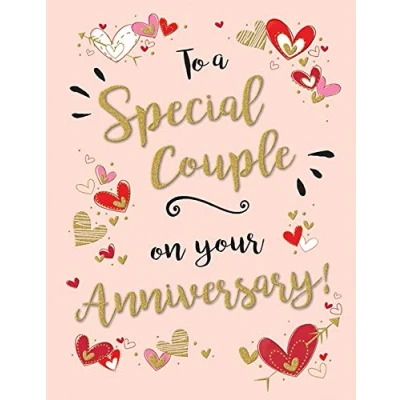 Afbeelding van Piccadilly Greetings Group Ltd Huwelijksverjaardagskaart &quot;Special Couple On Your Wedding Anniversary&quot; harten 18,3 x 14,9 cm, beige