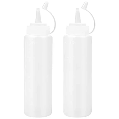 Afbeelding van KYSUN 2 stuks kruidenfles, 8 oz sausfles, 250 ml, transparant, voor het persen van flessen, zachte fles kunststof schilderen, koken, ketchup, olijfolie, BPA vrij