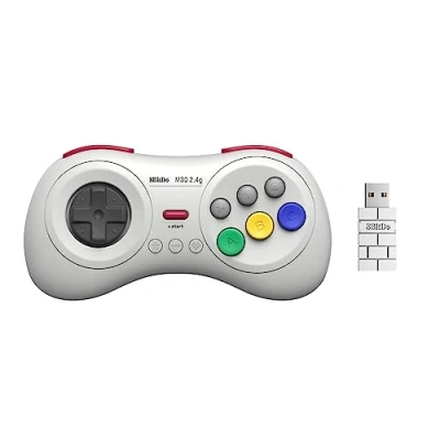 Image de 8BitDo M30 2.4G Manette sans fils 8 boutons Compatible Mega Drive Mini et Nintendo Switch Blanche/White Adaptateur USB inclus