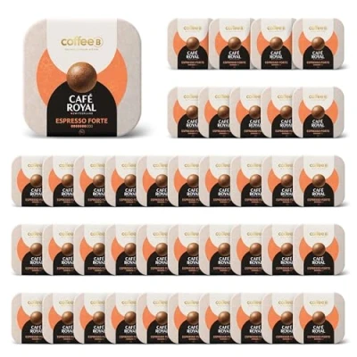 Image de 360 Coffee Balls Espresso Forte Boules de Café haut gamme 100% compostable Spécialement conçues pour l&#039;utilisation la machine à CoffeB by Royal