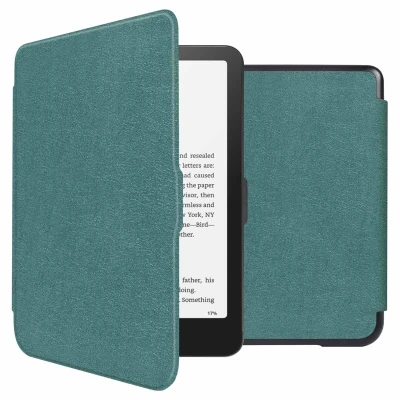 Afbeelding van imoshion E reader Hoesje Geschikt voor Amazon Kindle Colorsoft Signature Edition (2024), Paperwhite (2024) Slim Hard Case Sleepcover Bookcase Donkergroen