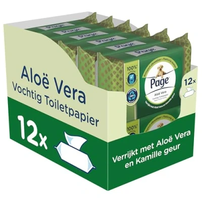 Afbeelding van Page Vochtig Toiletpapier Aloë Vera 456 Stuks 12 x 38 Voordeelverpakking
