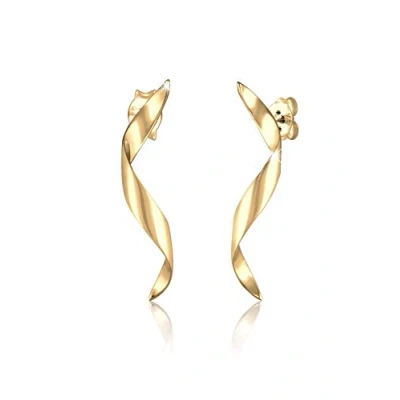 Afbeelding van Elli dames Oorbellen hanger golven spiraal geo swirl in 925 sterling zilver verguld