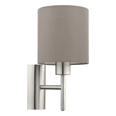 Afbeelding van EGLO Pasteri Wandlamp 1 Lichts Nikkel Mat Taupe