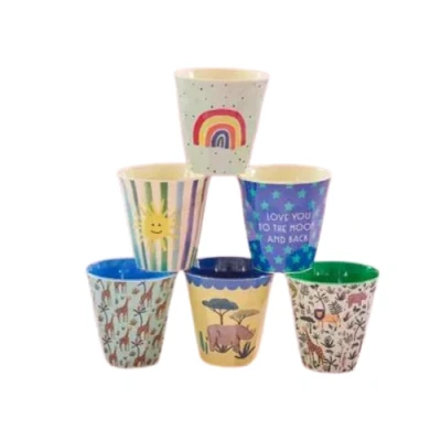 Afbeelding van Rice Melamine Beker set van 6 Funky Prints Blue