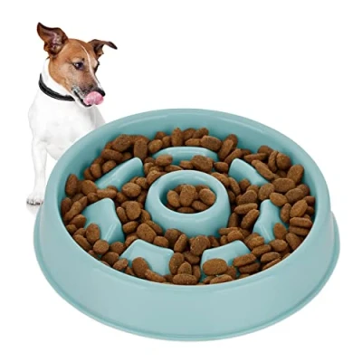 Afbeelding van Relaxdays anti schrokbak hond voerbak tegen schrokken eetbak 550 ml kleine hondenbak blauw