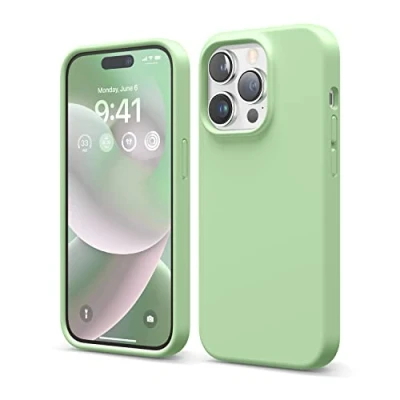 Afbeelding van elago Hoesjes van vloeibare siliconen compatibel met iPhone 14 Pro (6,1 inch) beschermhoes gemaakt premium volledige bescherming, schokbestendig, 4 structuren, zachte microvezel voorkomt krassen (zwart)