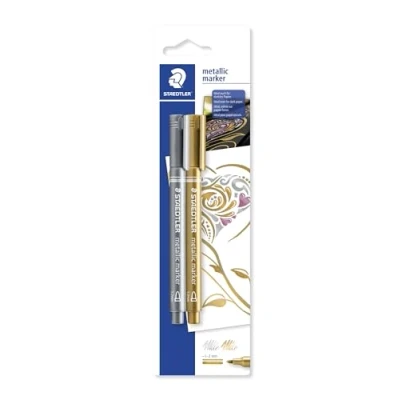 Afbeelding van Staedtler metallic marker Blister goud en zilver 8323 S BK2