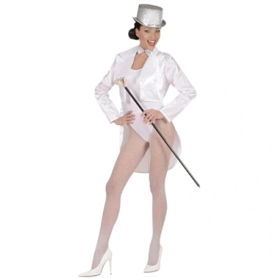 Afbeelding van Widmann Jaren 20 Danseressen Kostuum Frackjas Satijn Dames, Wit Vrouw / Beige Small Carnavalskleding Verkleedkleding