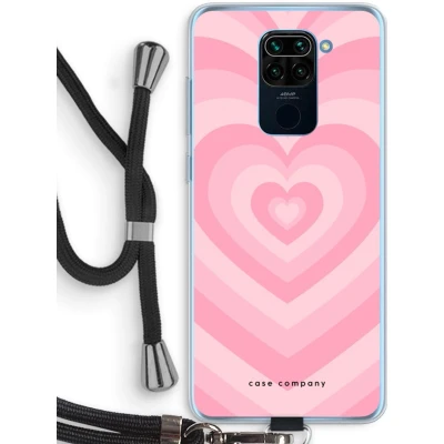 Afbeelding van Case Company® hoesje met Koord geschikt voor Xiaomi Redmi Note 9 Hart Roos Telefoonhoesje Zwart Bescherming aan alle Kanten en Over de Schermrand
