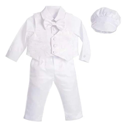 Afbeelding van Lito Angels Wit kostuum met muts voor baby&#039;s, jongens, doopkleding, bruiloft, ceremonie, Wit.