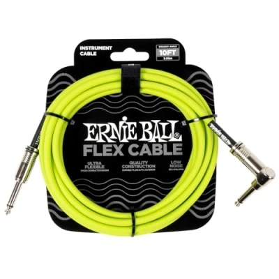 Image de Ernie Ball Flex Cable Câble instrument droit et coudé 3 m vert