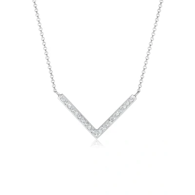 Afbeelding van Elli Dameshalsketting in V vorm met kristallen van 925 sterling zilver, 45 cm lang, Gefacetteerde maat, Kristal