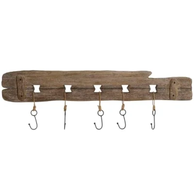 Afbeelding van Wandkapstok Home ESPRIT Natuurlijk Metaal Paulownia hout 99 x 3 31 cm