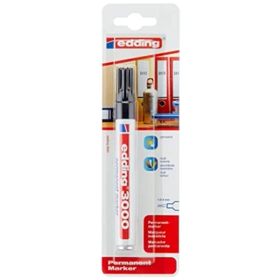 Image de edding 3000 marqueur permanent noir 1 pointe ronde 1,5 3 mm indélébile à séchage rapide résistant l&#039;eau et aux flous carton, plastique, bois, métal, tissu universel