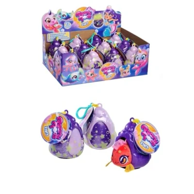 Afbeelding van Simba 105952650 Pearly Pods Glow in The Dark, 12 verschillende kleuren, slechts één artikel wordt geleverd, pluche figuren met lichteffect, 8 cm, zeldzame zeemeermin parel, schelp hanger,