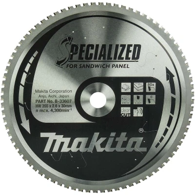 Afbeelding van Makita Cirkelzaagblad voor Sandwichpaneel Specialized Ø 355mm Asgat 20mm 80T B 33607