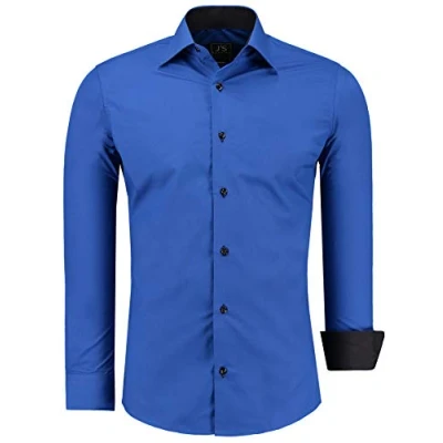 Afbeelding van J&#039;S FASHION Herenhemd met lange mouwen, slimfit, gemakkelijk te strijken, EU maten: S tot 6XL, boyaalblauw, XL