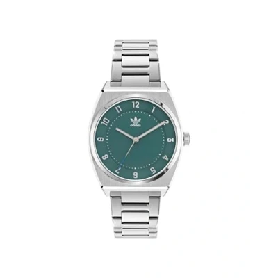 Afbeelding van Adidas Grijze RVS Horloge met Groene Wijzerplaat 38MM