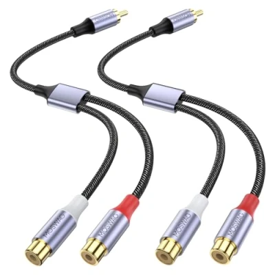 Afbeelding van MOSWAG cinch kabels en kabel RCA stekker naar dubbele aansluiting 1 2 bus voor subwoofer, AMP, platenspeler, ontvanger, thuisbioscoop