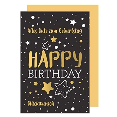 Afbeelding van Edition Seidel G2335 SW022 Hoogwaardige wenskaart met gouden opschrift en envelop