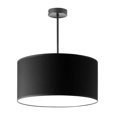 Afbeelding van Miratic Hanglamp met lichtbron, vervangbaar, plafondlamp voor lamp fitting E27, max. 60 W (lamp niet inbegrepen), stoffen lampenkap, korte versie (zwart)