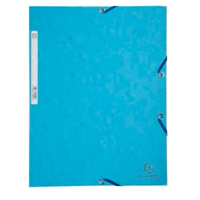 Afbeelding van Exacompta 5519E elastische map, 3 kleppen, glanzend, 400 g/m², buitenafmetingen: 24 x 32 cm, A4 formaat, turquoise