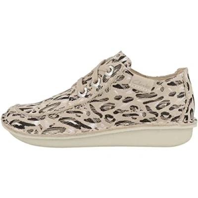 Afbeelding van Clarks Funny Dream Oxford stof voor dames, zwart/zandprint, 39 EU