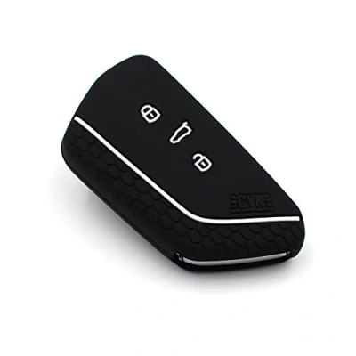 Afbeelding van VF beschermhoes voor autosleutels, 3 knoppen , siliconen, zwart en wit
