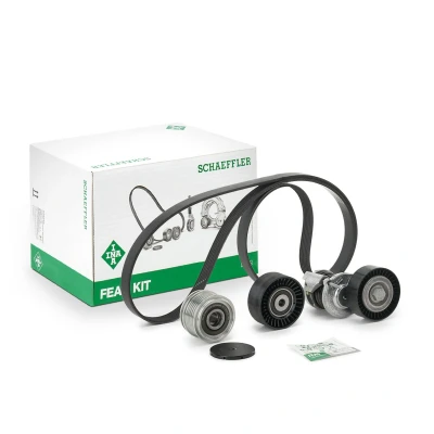 Afbeelding van INA 529 0467 20 Poly V riem set Met vrijlooppully AUDI: A4 B7 Avant, B6 Saloon, VOLKSWAGEN: Crafter 30 50 Van, 35 Minibus