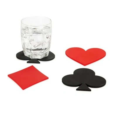 Afbeelding van Balvi onderzetters Dealer set van 4 Zwart Rood / 0,4 x 11 10,5 cm Siliconen rubber